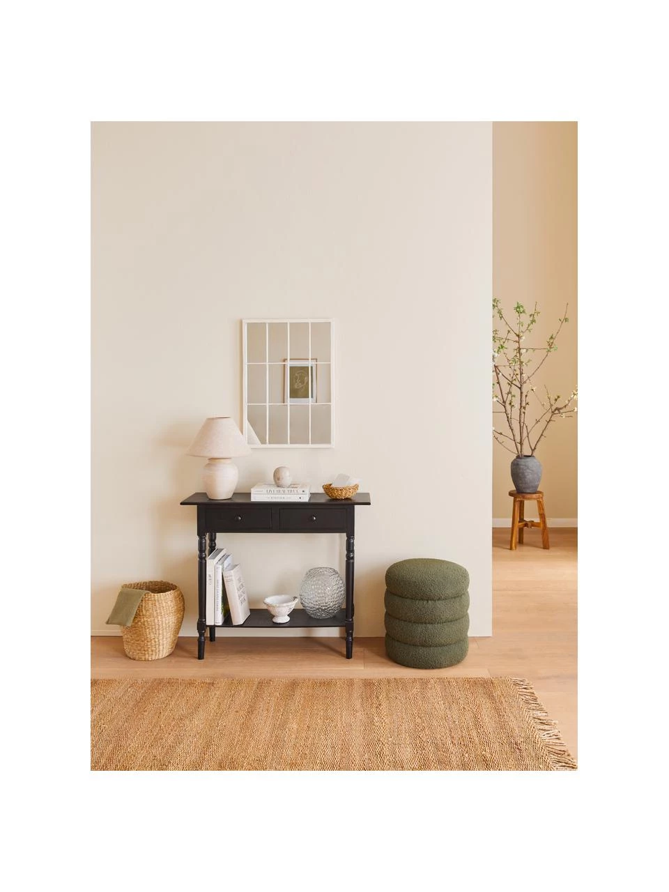 Westwing Collection Bouclé-Hocker Alto in Grün, Ø 42 x H 47 cm – Bild 3