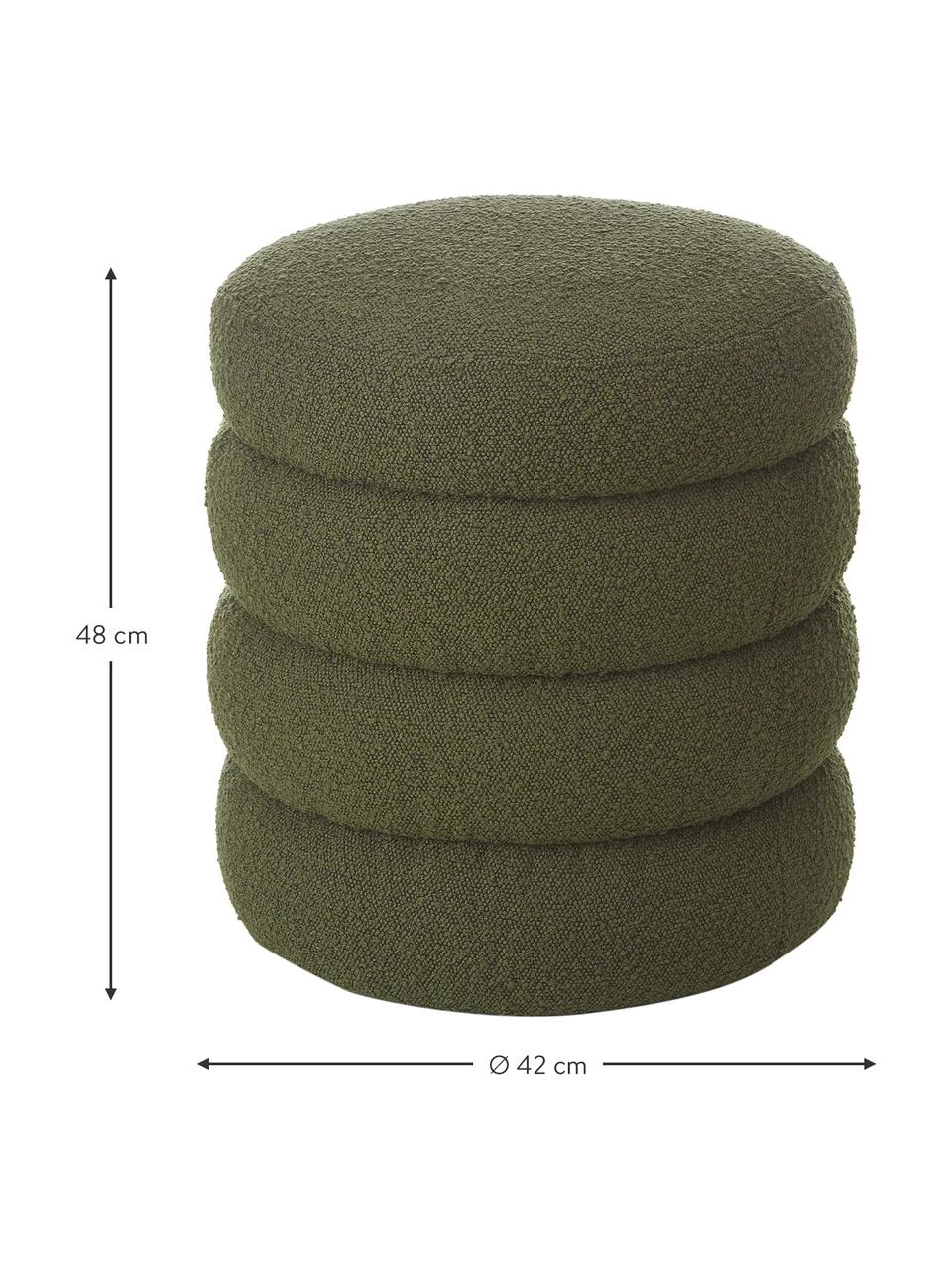 Westwing Collection Bouclé-Hocker Alto in Grün, Ø 42 x H 47 cm – Bild 4
