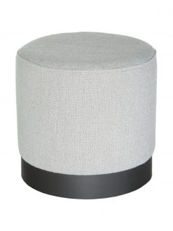 Westwing Collection Bouclé-Hocker Orchid in Hellgrau, Ø 38 x H 38 cm