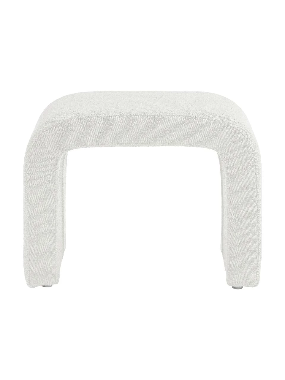 Westwing Collection Bouclé-Hocker Penelope in Weiß, B 61 x H 46 cm – Bild 3