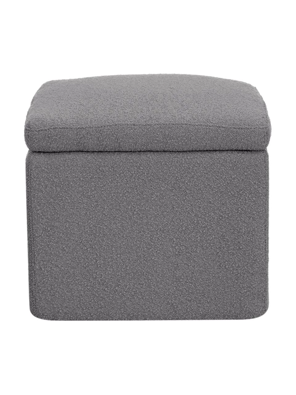 Westwing Collection Bouclé-Hocker Winou mit Stauraum in Dunkelgrau, B 50 x H 48 cm – Bild 6