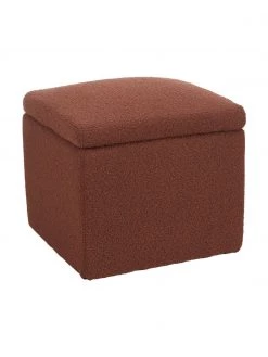 Westwing Collection Bouclé-Hocker Winou mit Stauraum in Rostrot, B 50 x H 48 cm