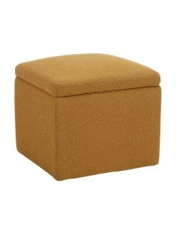 Westwing Collection Bouclé-Hocker Winou mit Stauraum in Senfgelb, B 50 x H 48 cm