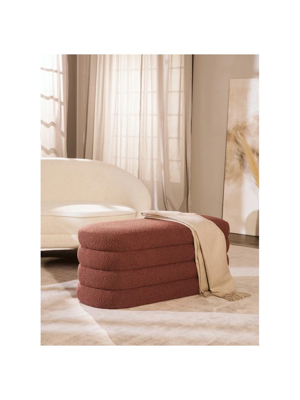 Westwing Collection Bouclé-Polsterbank Alto in Rostrot, B 110 x H 47 cm â Bild 2