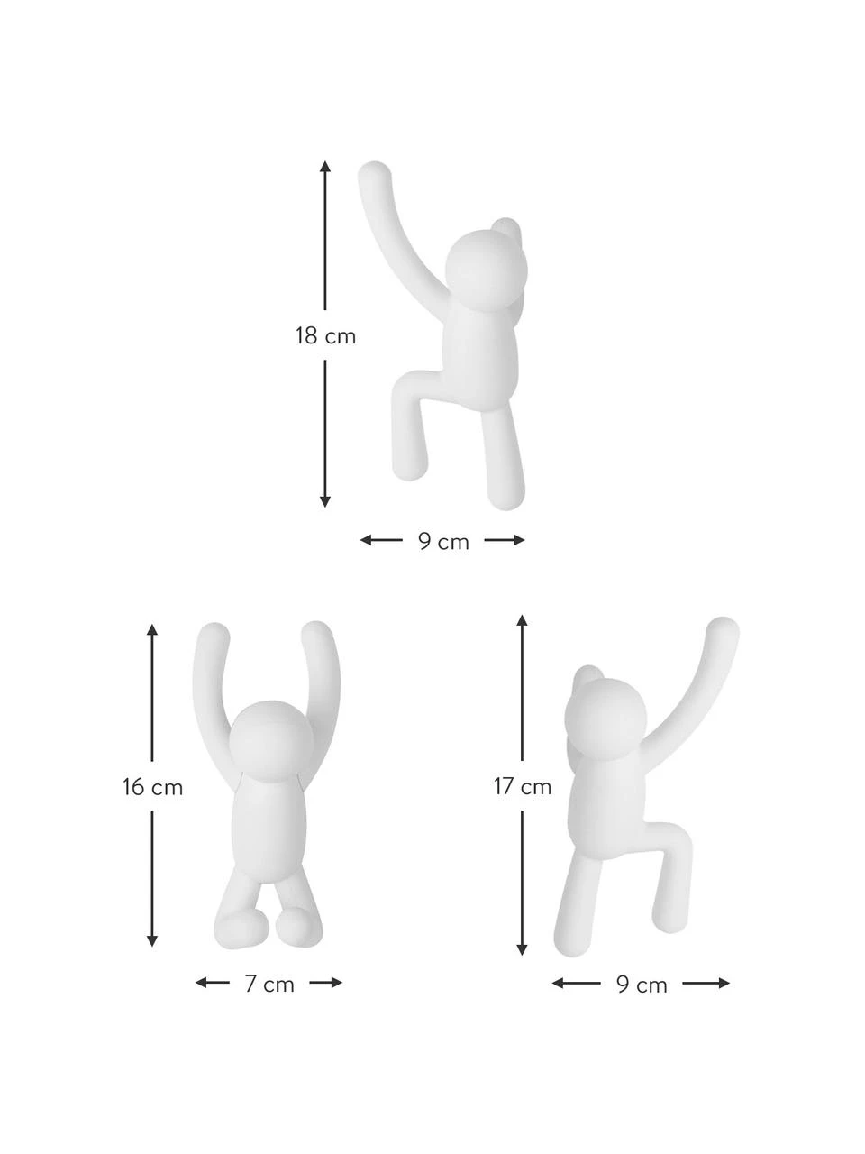 Umbra Design Wandhaken-Set Buddy, 3-tlg., Set mit verschiedenen Größen – Bild 3