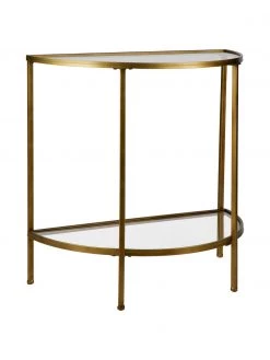 Halbrunde Glas-Konsole Goddess mit Antik-Finish, B 76 x H 75 cm