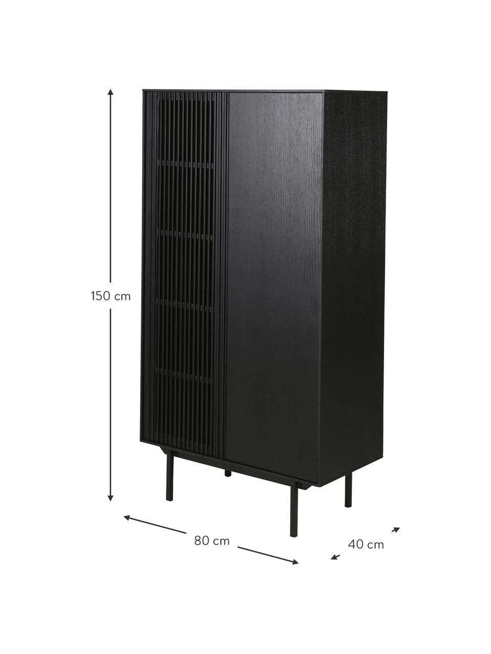 Highboard Mojo mit geriffelter Front, B 80 x H 150 cm – Bild 3