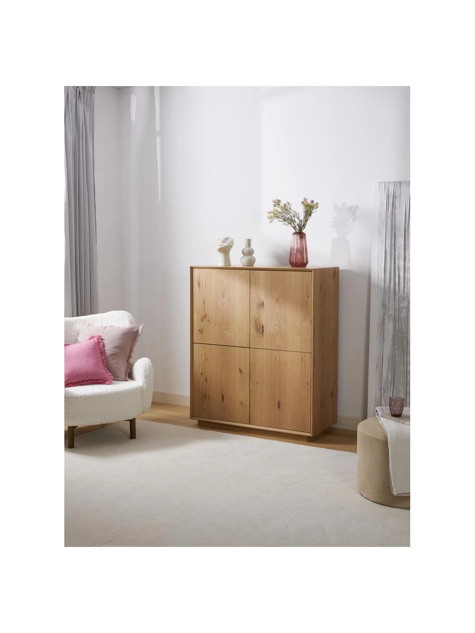 Westwing Collection Highboard Noel aus Eschenholzfurnier, B 100 x H 120 cm – Bild 2