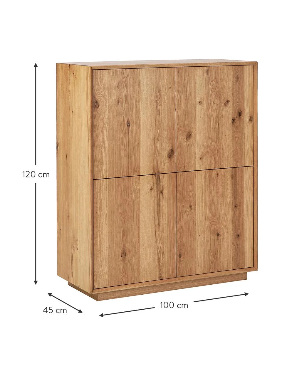 Westwing Collection Highboard Noel aus Eschenholzfurnier, B 100 x H 120 cm – Bild 4
