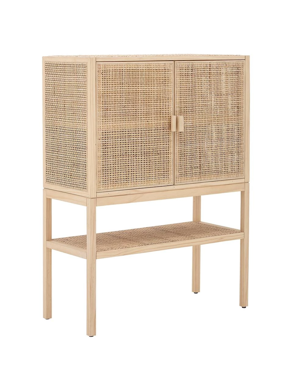 Bloomingville Highboard Sanna aus Kiefernholz/Rattan in Hellbraun, B 90 x H 120 cm