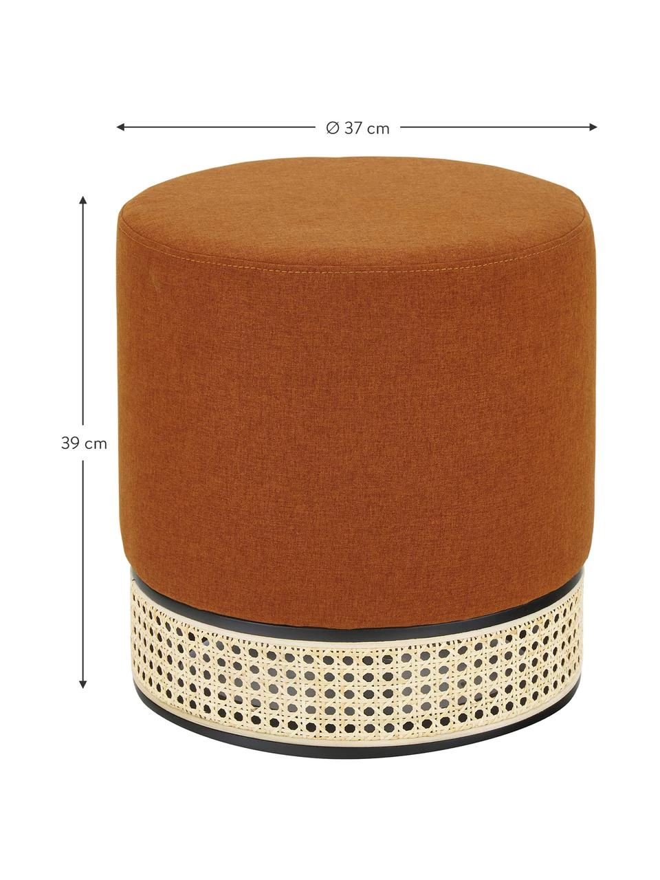 Westwing Collection Hocker Mara in Terrakotta mit Wiener Geflecht, Ø 37 x H 39 cm – Bild 3