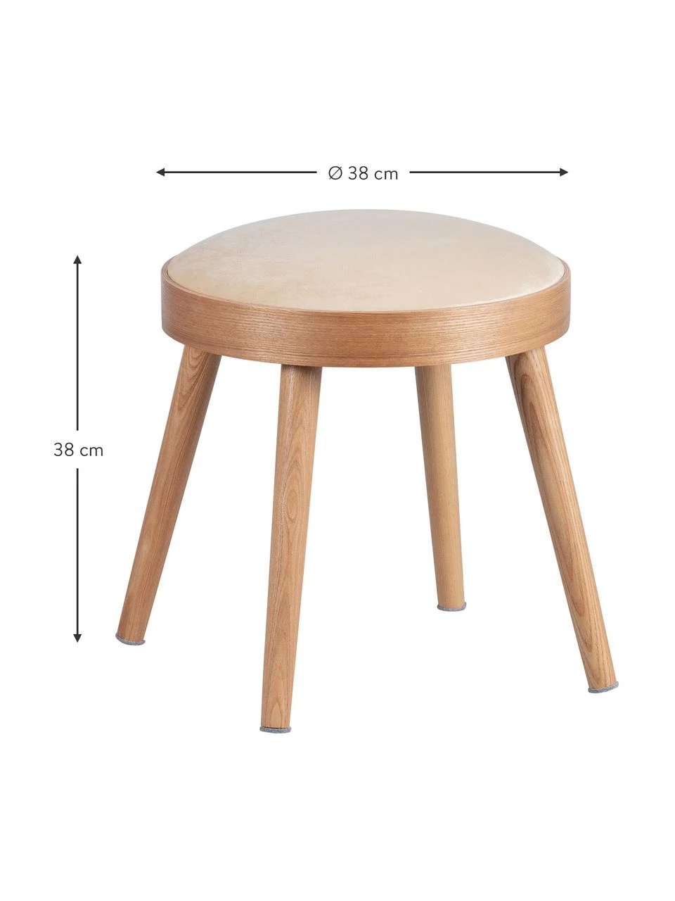 Hocker/Beistelltisch Laurie mit abnehmbaren Samt-Sitzkissen, Ø 38 x H 38 cm – Bild 3