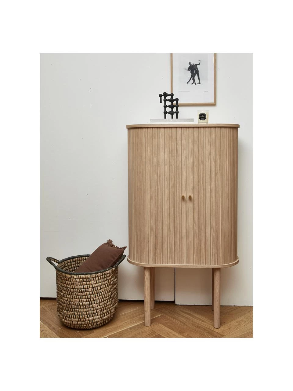 Westwing Collection Holz-Highboard Calary mit geriffelter Front, B 75 x H 130 cm – Bild 2