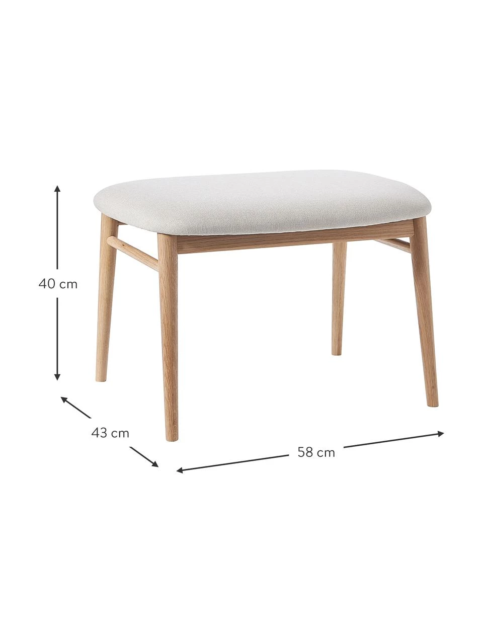 Westwing Collection Holz-Hocker Aurea mit Polsterung, B 58 x H 40 cm – Bild 4