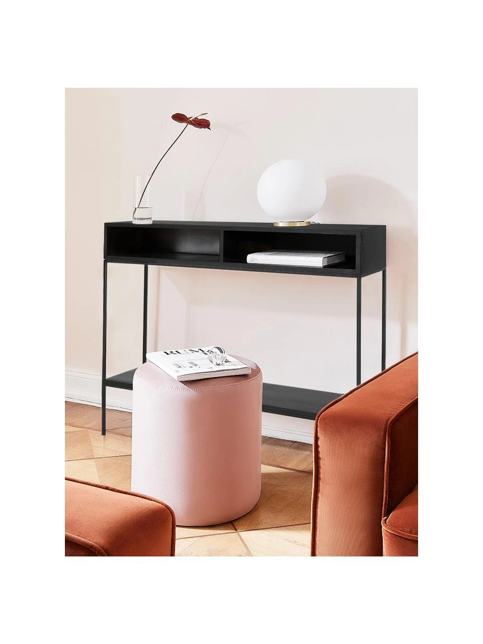 Westwing Collection Massivholz Konsole Lyle mit offenen Fächern, B 105 x H 89 cm – Bild 2