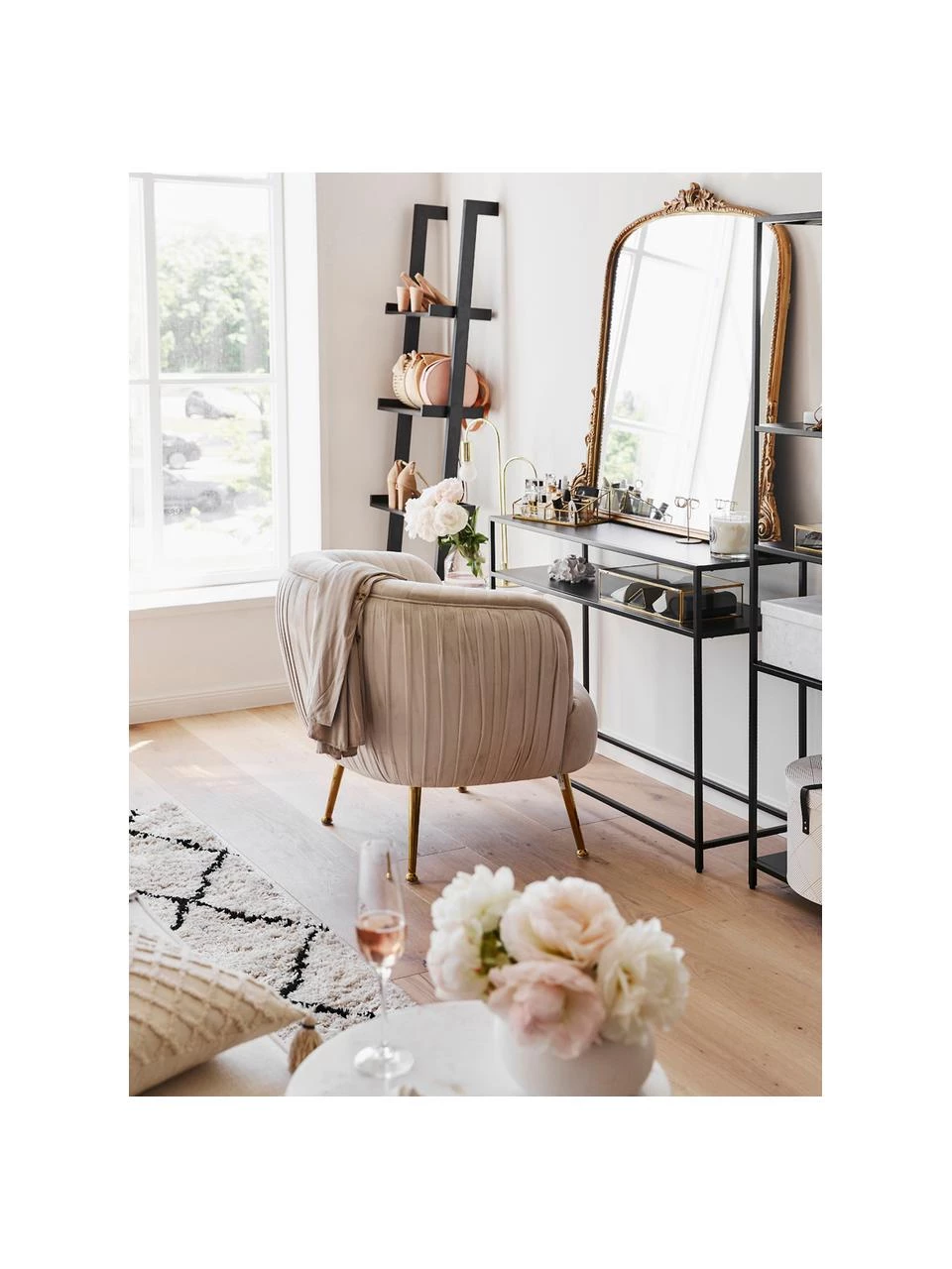 Westwing Collection Metall-Konsole Neptun mit Ablage in Schwarz, B 100 x H 79 cm – Bild 2