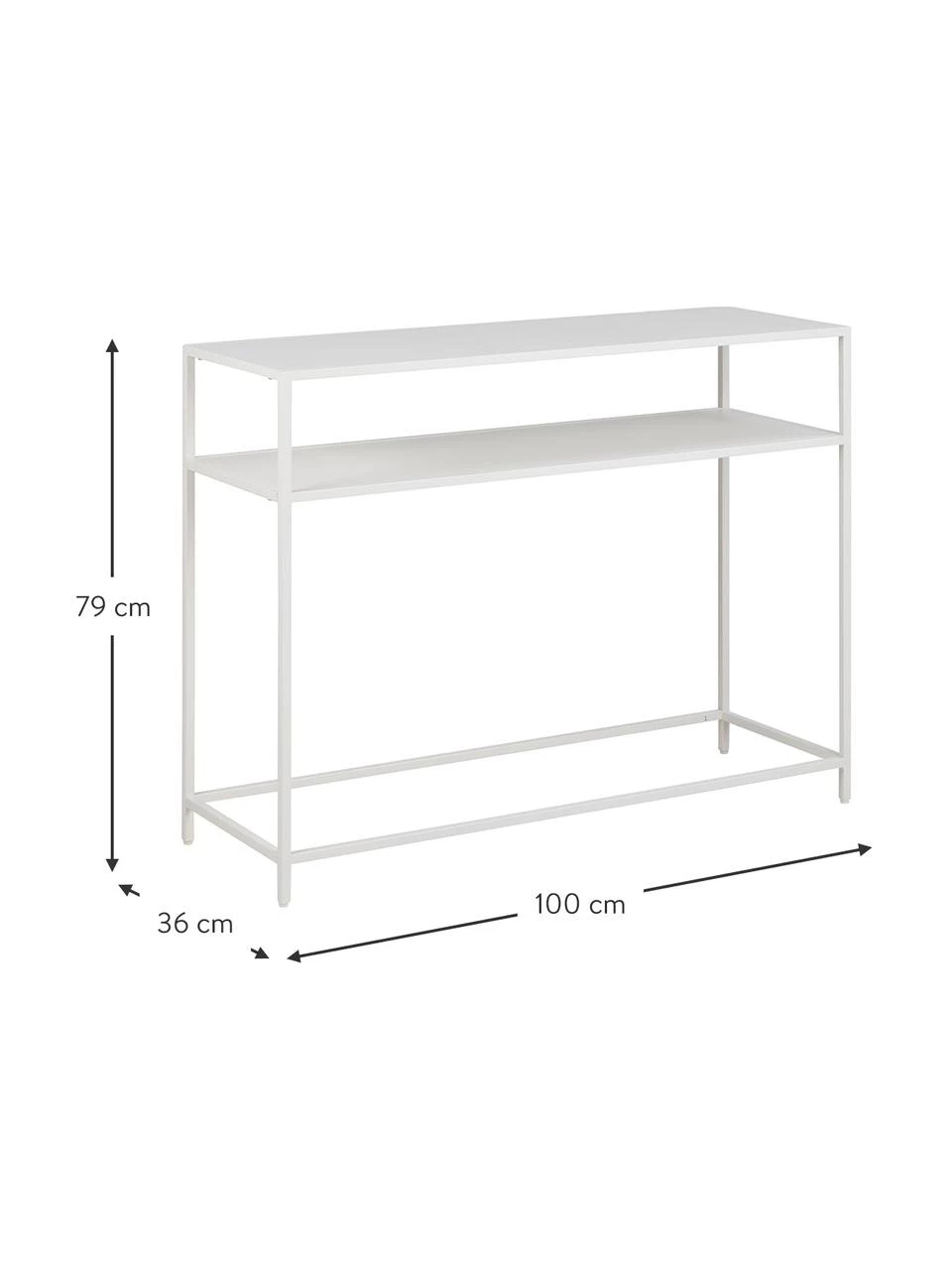 Westwing Collection Metall-Konsole Neptun mit Ablage in Weiß, B 100 x H 79 cm – Bild 2