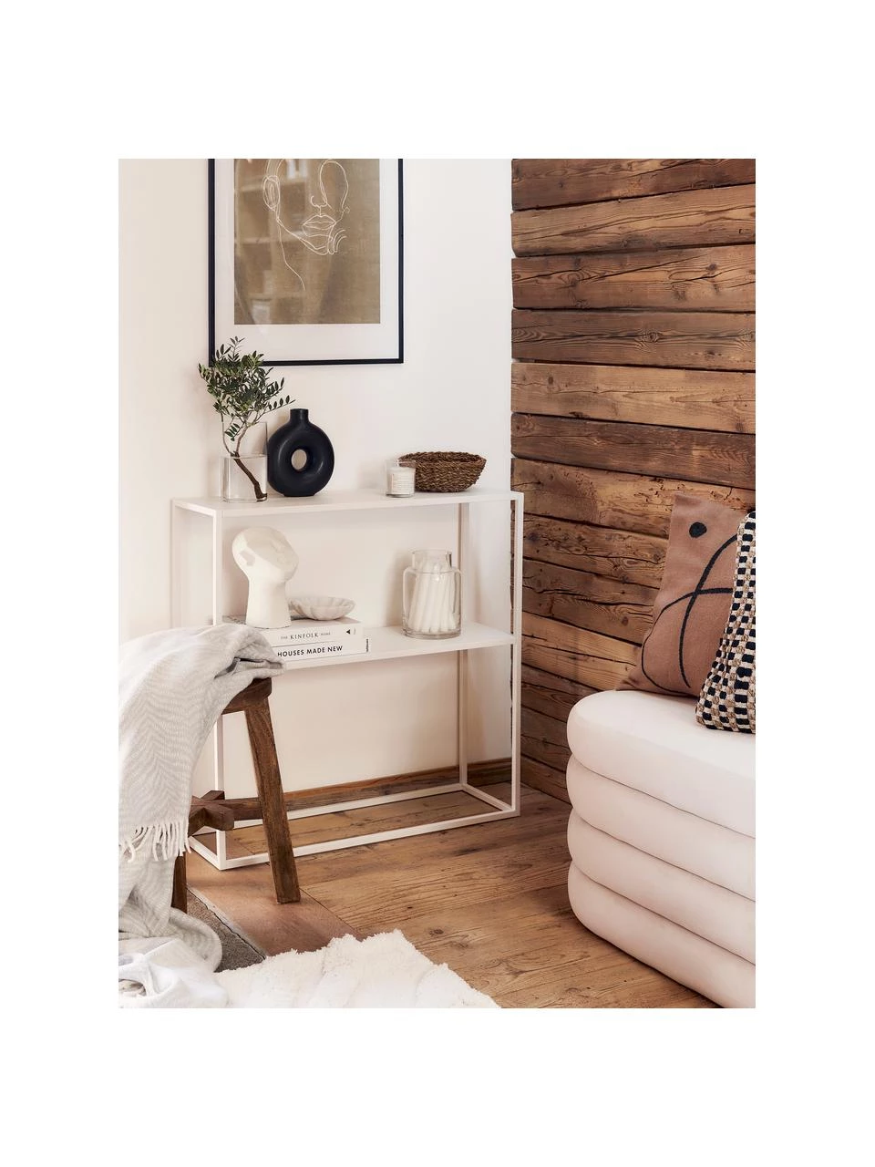 Westwing Collection Metall-Regal Neptun mit Ablage in Weiß, B 80 x H 80 cm – Bild 2