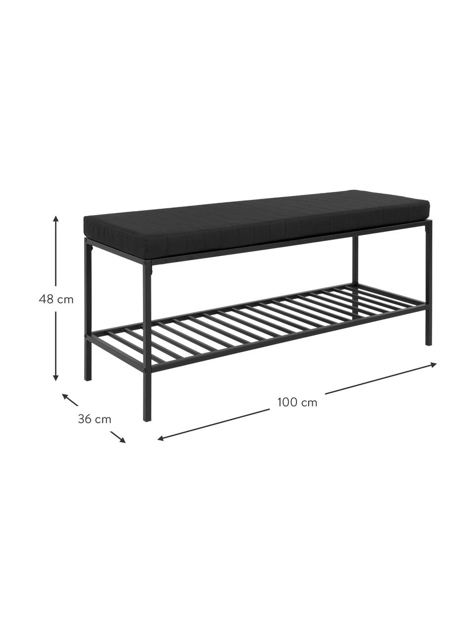 Metall-Sitzbank Noel in Schwarz mit Polyester-Sitzkissen, B 100 x H 48.5 cm â Bild 4