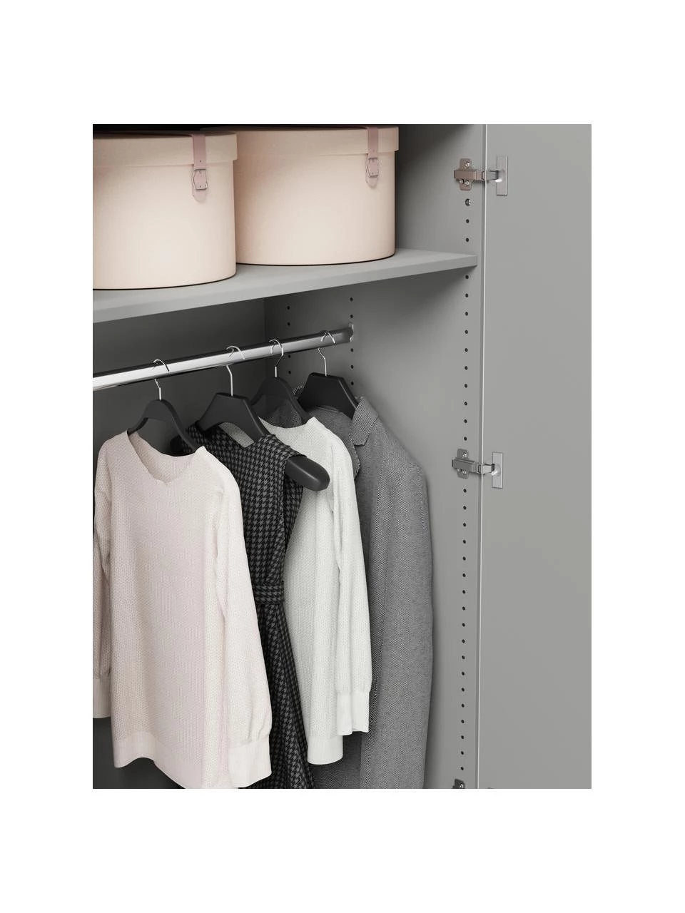 Westwing Collection Modularer Drehtürenschrank Charlotte in Grau, 100 cm Breite, mehrere Varianten, Basic Interior, Höhe 200 cm – Bild 5