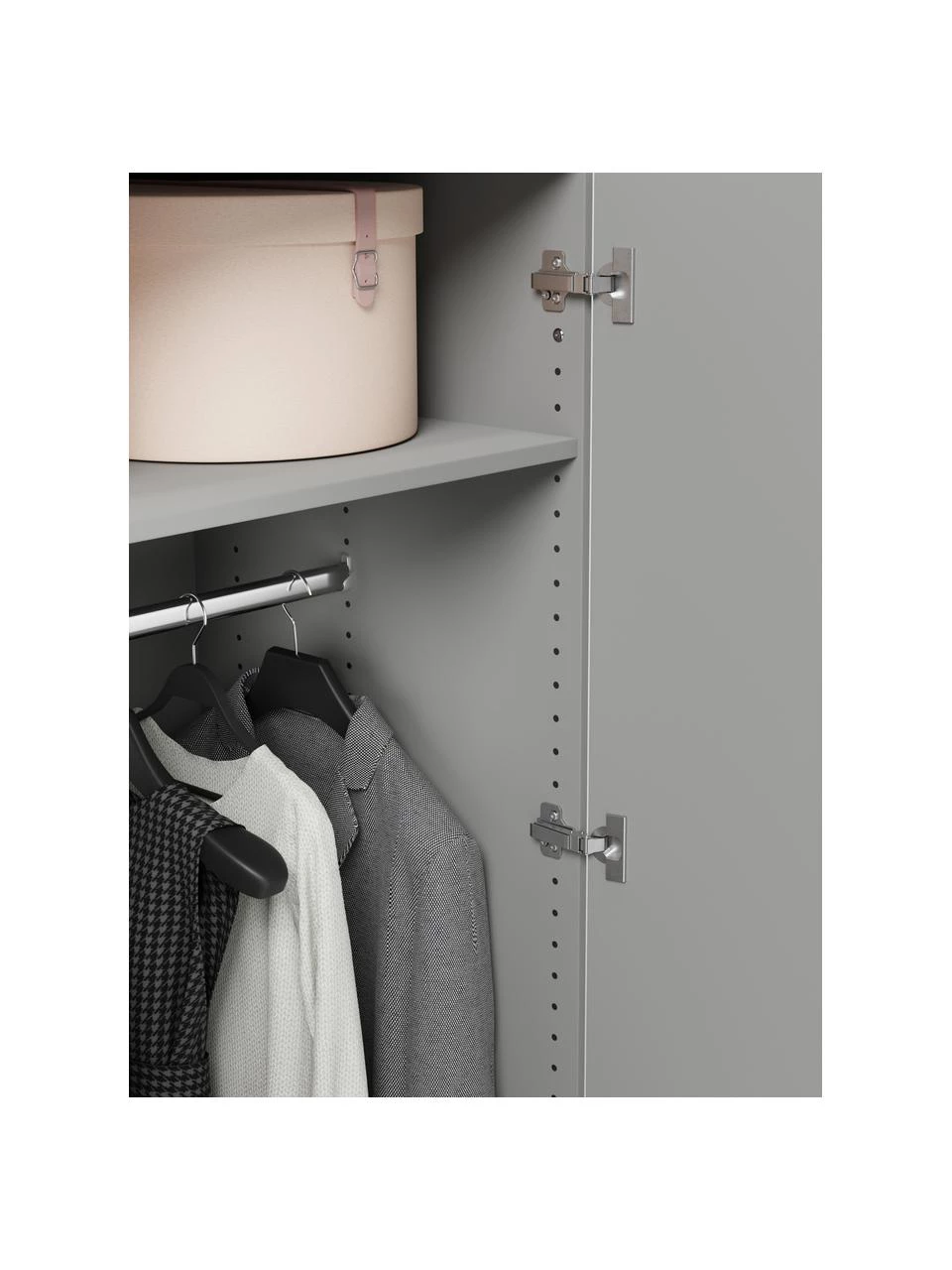 Westwing Collection Modularer Drehtürenschrank Charlotte in Grau, 50 cm Breite, mehrere Varianten, Basic Interior, Höhe 200 cm – Bild 5