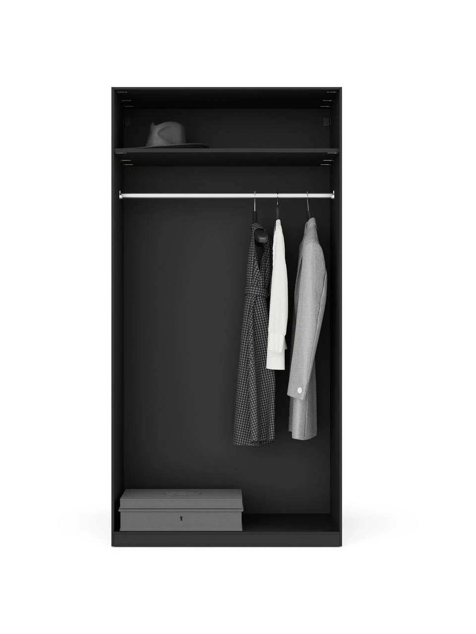 Westwing Collection Modularer Drehtürenschrank Leon in Schwarz, 100 cm Breite, mehrere Varianten, Basic Interior, Höhe 200 cm – Bild 2