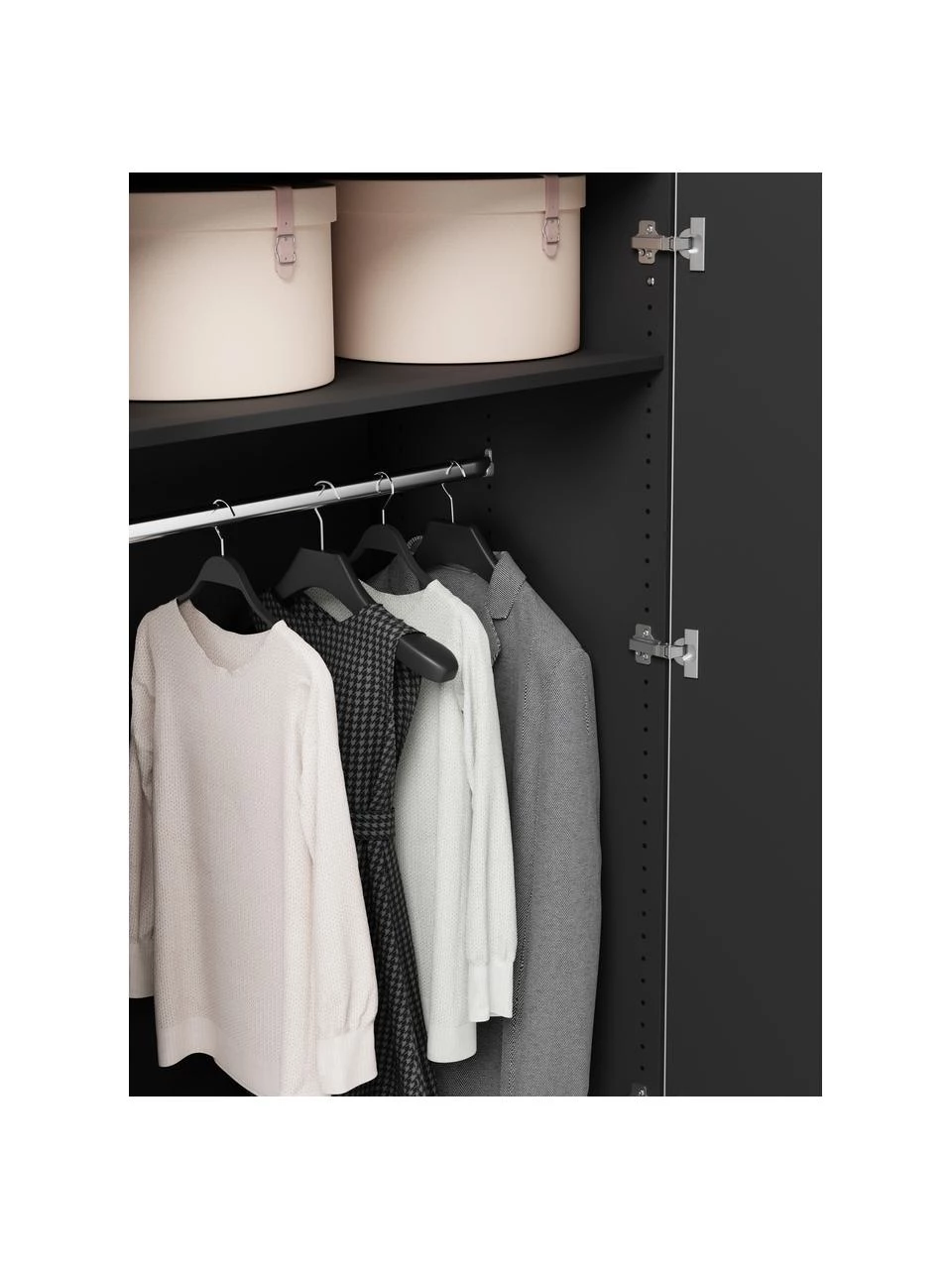 Westwing Collection Modularer Drehtürenschrank Leon in Schwarz, 100 cm Breite, mehrere Varianten, Basic Interior, Höhe 200 cm – Bild 4