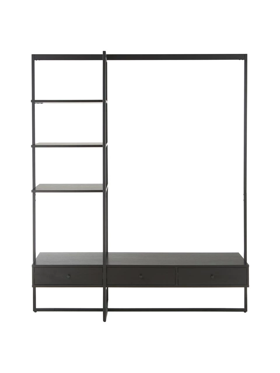 Westwing Collection Offener Kleiderschrank Pacey in Schwarz, B 150 x H 180 cm â Bild 4