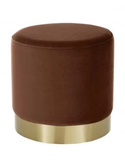 Westwing Collection Samt-Hocker Orchid in Braun, Ø 38 x H 38 cm