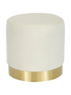 Westwing Collection Samt-Hocker Orchid in Cremeweiß, Ø 38 x H 38 cm