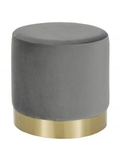 Westwing Collection Samt-Hocker Orchid in Grau, Ø 38 x H 38 cm