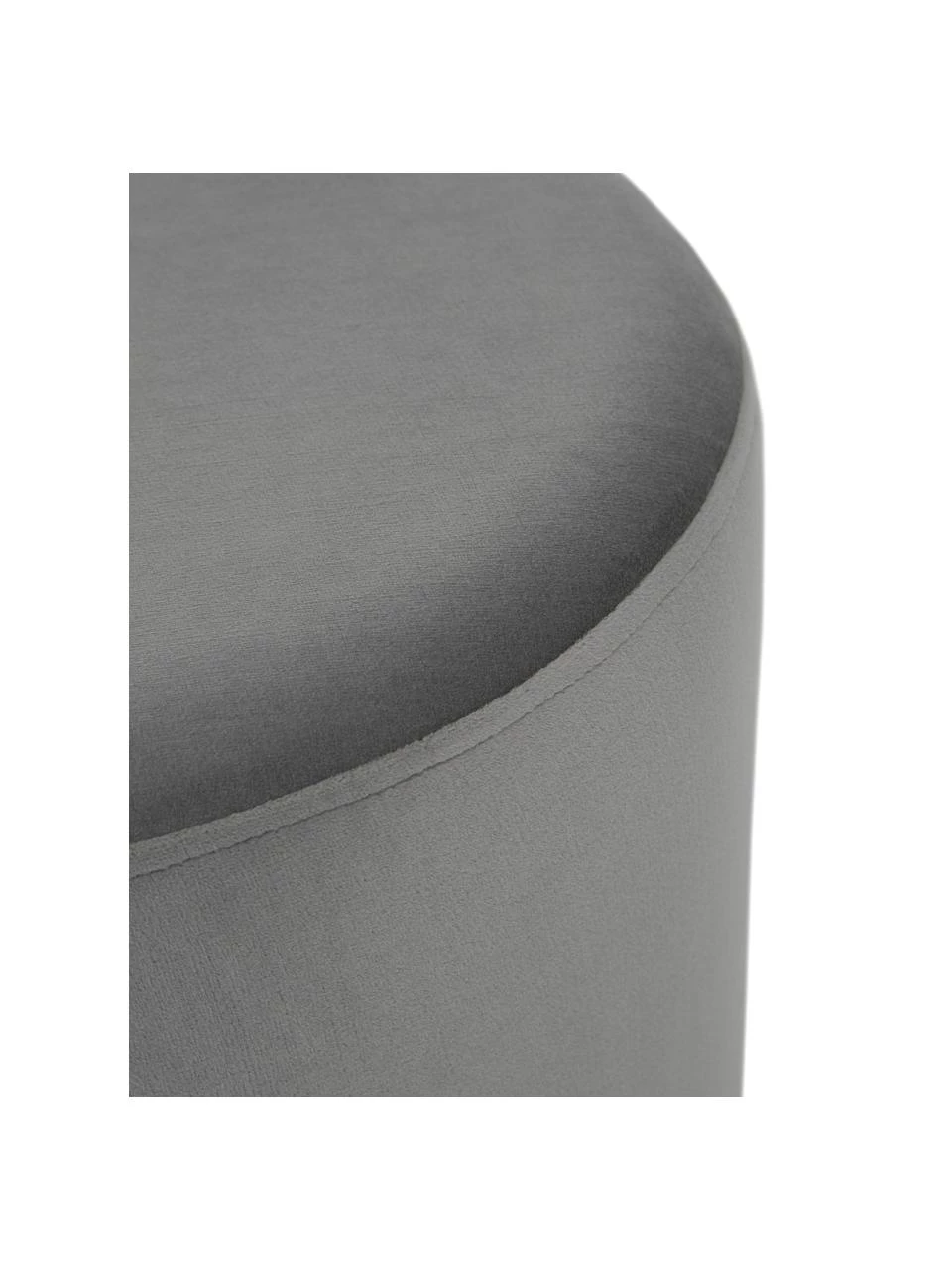 Westwing Collection Samt-Hocker Orchid in Grau, Ø 38 x H 38 cm – Bild 4