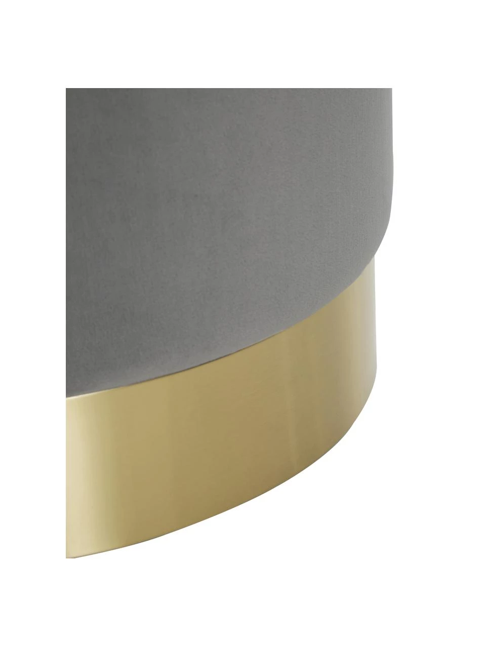 Westwing Collection Samt-Hocker Orchid in Grau, Ø 38 x H 38 cm – Bild 5