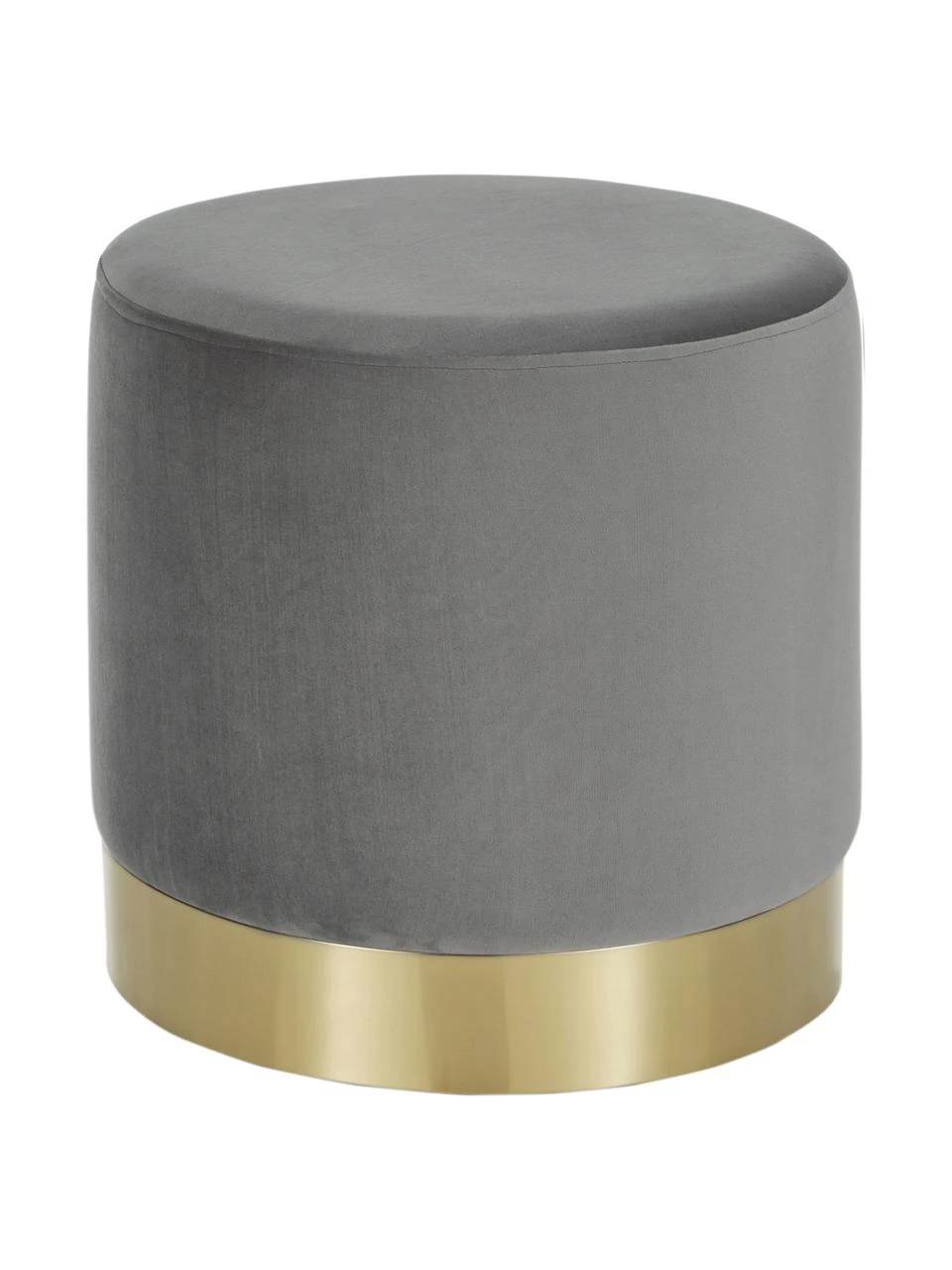 Westwing Collection Samt-Hocker Orchid in Grau, Ø 38 x H 38 cm