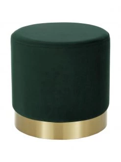 Westwing Collection Samt-Hocker Orchid in Grün, Ø 38 x H 38 cm