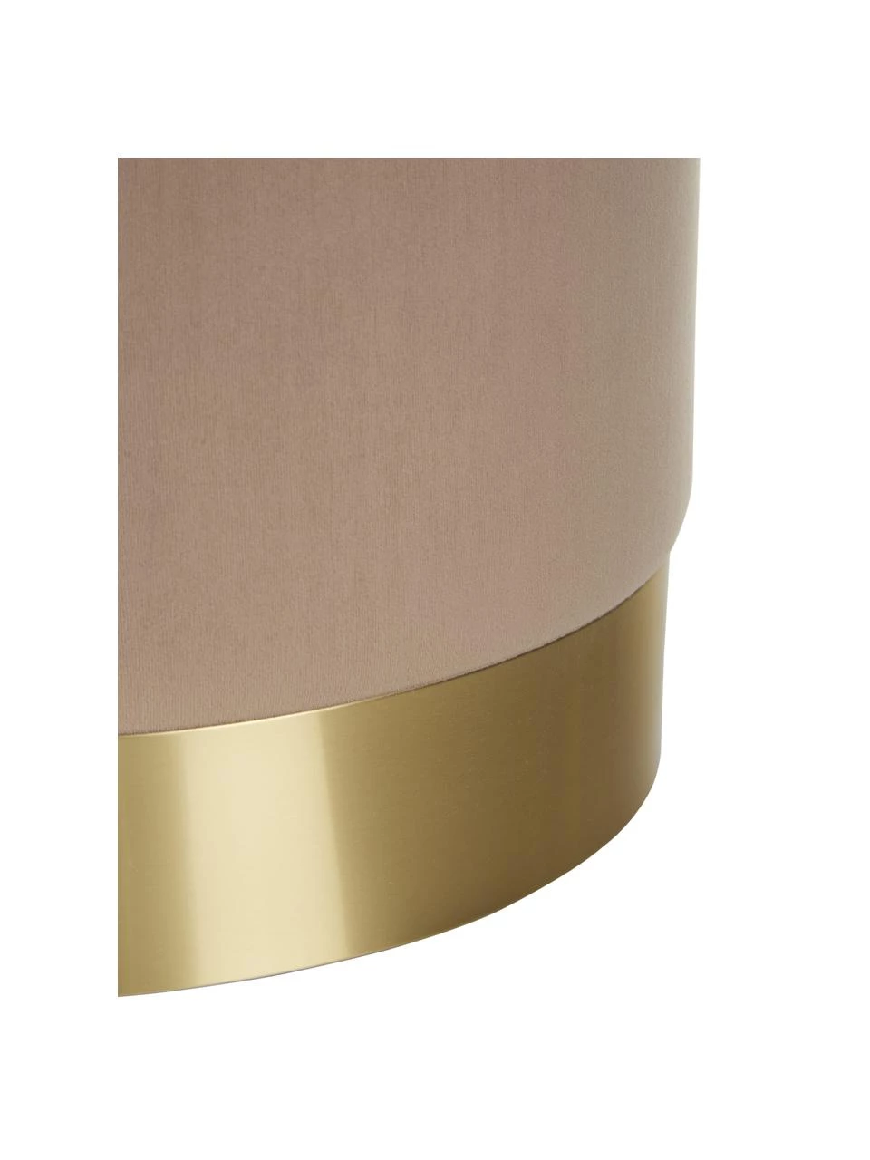 Westwing Collection Samt-Hocker Orchid in Taupe, Ø 38 x H 38 cm – Bild 6