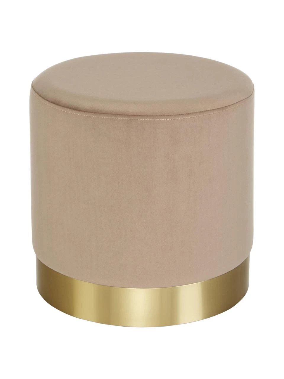 Westwing Collection Samt-Hocker Orchid in Taupe, Ø 38 x H 38 cm