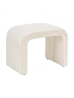 Westwing Collection Samt-Hocker Penelope in Cremeweiß, B 61 x H 46 cm