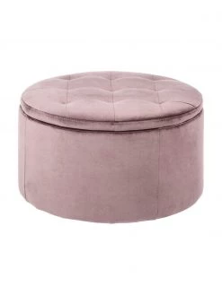 Samt-Hocker Retina mit Stauraum in Altrosa, Ø 60 x H 35 cm