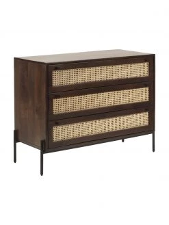 Westwing Collection Schubladenkommode Vienna mit Wiener Geflecht in Dunkelbraun, B 105 x H 78 cm