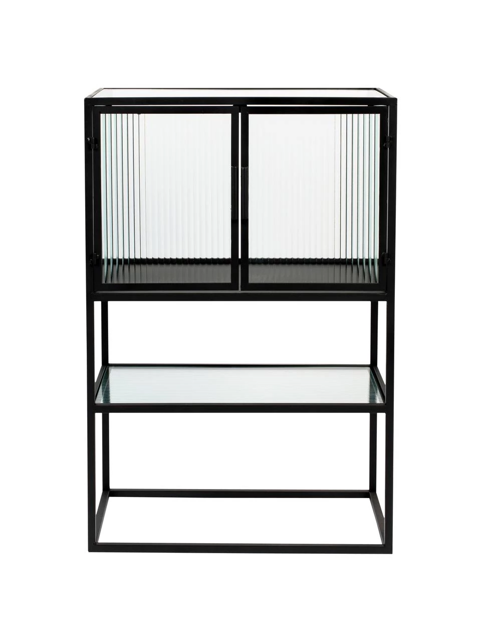 Dutchbone Schwarzes Highboard Boli mit Rillenglas und Metallrahmen, B 60 x H 90 cm – Bild 4