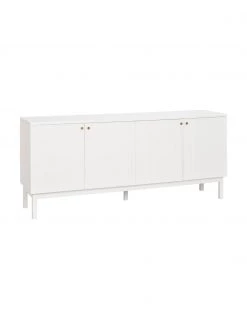 Rowico Sideboard Lewiston mit geriffelter Front in Weiß, B 161 x H 70 cm