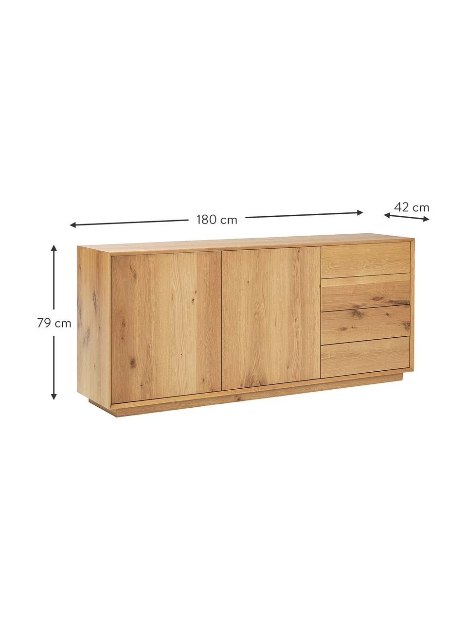 Westwing Collection Sideboard Noel aus Eschenholzfurnier, B 180 x H 79 cm – Bild 3
