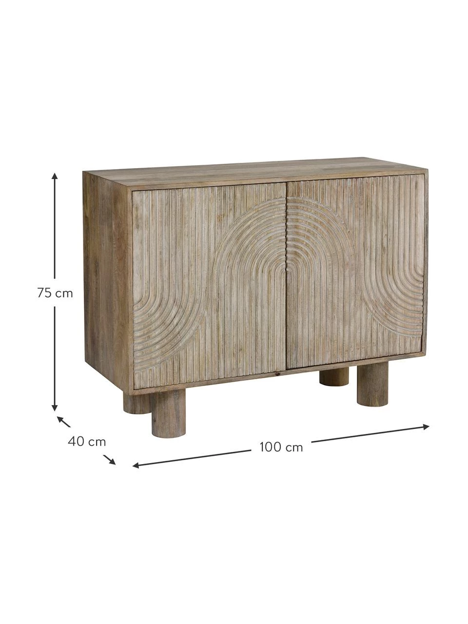 Sideboard Tess aus massivem Mangoholz, B 100 x H 75 cm – Bild 3