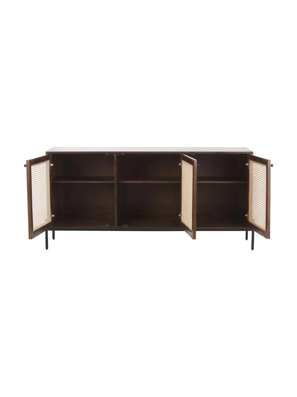 Westwing Collection Sideboard Vienna mit Wiener Geflecht in Dunkelbraun, B 165 x H 78 cm – Bild 4