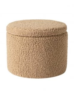 Westwing Collection Teddy-Hocker Alida mit Stauraum in Braun, Ø 50 x H 42 cm