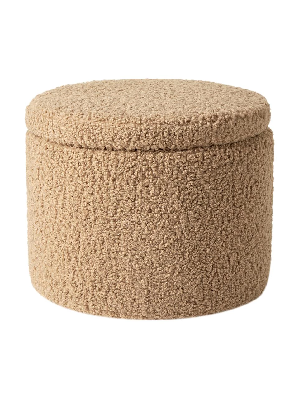 Westwing Collection Teddy-Hocker Alida mit Stauraum in Braun, Ø 50 x H 42 cm